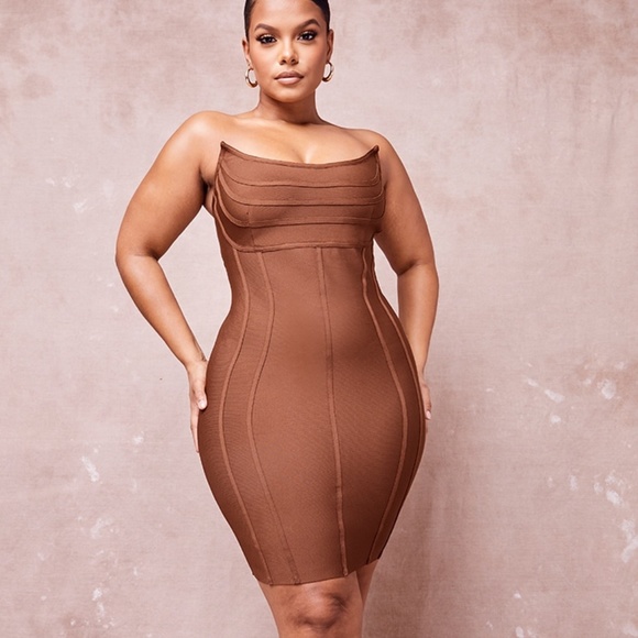 PrettyLittleThing Dresses & Skirts - Pretty Little Thing Bandage Pointed Panelled Dress NWT Size 20